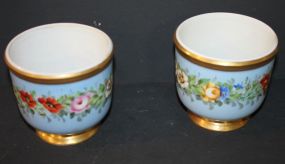 Pair Small Marked Handpainted Flower Pots Pair of Small Marked Made in Portugal Handpainted Flower Pots 4 1/2" dia.