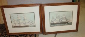 Two Vintage Prints of Ships 22"w, 18"h