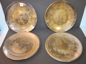 Eight Reed and Barton Plates Eight Reed and Barton Limited Edition 11" Silvertone Plates