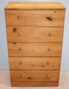 5 Drawer Pine Chest 26"w, 15"d, 43"h