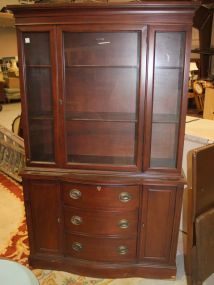 1960's Mahogany China Cabinet 42"w, 15"d, 69"h