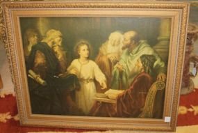 Print of Christ in the Temple 28"w, 23"h