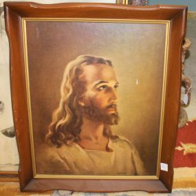 1940's Lithograph of Jesus 19"w, 22"h