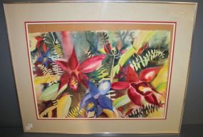 Luis Diaz Watercolor (Luis Diaz, Costa Rica) Diaz is a Jackson artist famous for his tropical settings. This is a watercolor, signed L. Diaz, 38"w., 30"h.