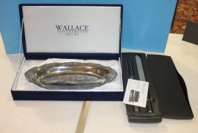 Pampered Chef Carving Set, and Wallace Silverplate Oval Tray 13"long