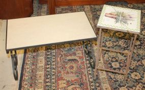 Small Tile Top Stand and Iron Stand Small Tile Top Stand 8"sq., 16"h., and Iron Stand 19" x 11" x 11".