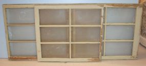 Three Glass and Wood Windows 36"w., 31"h.