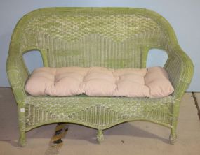 Green Wicker Settee 52" w. x 32" h.