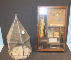 Glass Display and Divided Display 16" h. and 10 1/2" w. x 16 1/2" h.