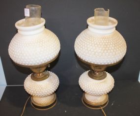 Two Milk Glass Lamps 19" h.