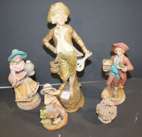 Group of Five Figurines Austrian and German; 4" - 12" h.