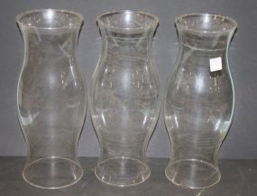 Three Glass Hurricane Shades 14" h.