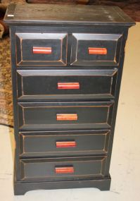 Six Drawer Distressed Black Chest 22" w., 39" h.