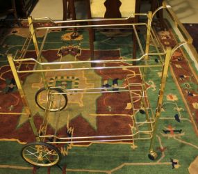 Brass Plated Tea Cart 29 1/2" w., 17" d., 32" h.