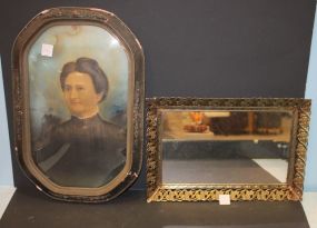 1940s Frame and Mirror frame 12" w., 17 1/2" h., mirror 15", 10"