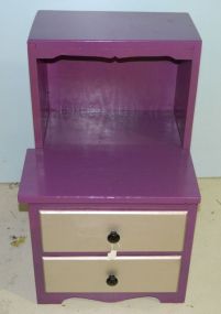 Purple Step Up Nightstand has two silver colored drawers; 17" w., 27" h., 16" d.