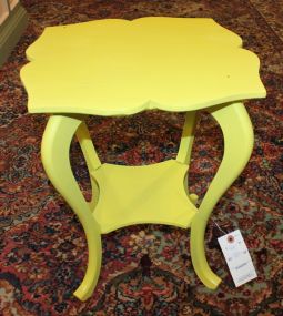 Neon Yellow Small Table with Shelf 15" sq., 18" h.