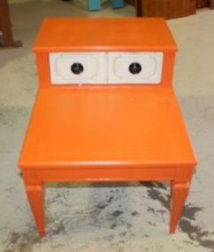 Orange Step Up Table has one white drawer; 21" w., 22" h., 30" d.