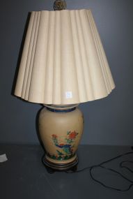 Oriental Style Lamp with bird and flower designs; 33" h.