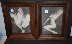 Two Framed Marilyn Monroe Prints 12" w., 15" h.
