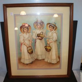 Flower Girls Framed Print 24" w., 28" h.