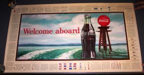 Coca-Cola Poster Welcome aboard boating information poster, 36"l., 20"h.