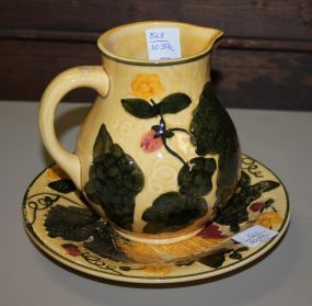 Made in Western Germany Majolica Syle Pitcher and Plate 8"dia.