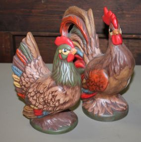 Pair of Ceramic Rooster 8"h.