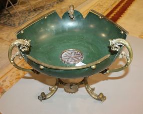 Green Tin and Brass Centerpiece 13"dia.
