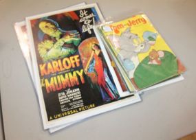 Five Vintage Comic Books, Works of Art Comics, and Two Horror Movie Prints Five Vintage Comic Books, Works of Art Comics, and Two Horror Movie Prints 11" x 16".
