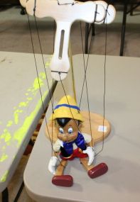 Painted Wood Puppet of Pinochio 20"h.