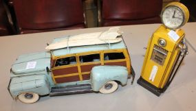 Handpainted Woody with Ski on Top and Gas Pump Made in China Handpainted Woody with Ski on Top 14" and Gas Pump 10"h.