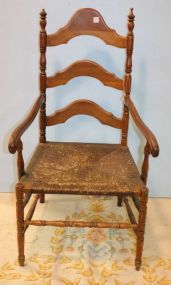 Shaker Style Arm Chair with Rush Seat Shaker Style Arm Chair with Rush Seat (is broken), 24"w., 44"h.