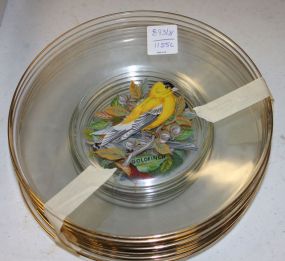 Group of Eight Glass Plates with Birds Group of Eight Glass 8" Plates with Birds