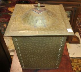 Hammered Brass Waste Can 13"L sq., 14"h.