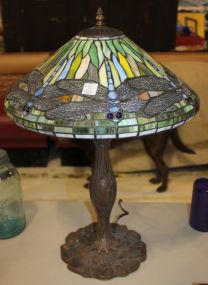 Multi Colored Stained Dragonfly Basket 16"h.