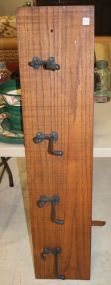 Oak Hanging Coat or Hat Rack 52"w., 11"h.