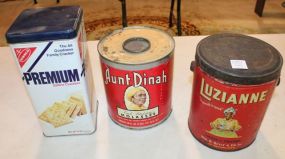 2 Vintage Round Cans and Cracker Tin 5"dia.