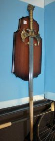 Decorative Sword displayed on Plaque