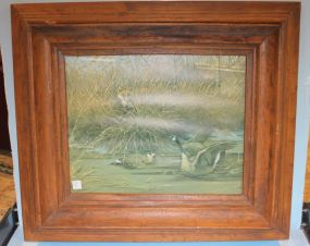 O.J. Gromme Company Print of Fox and Ducks 31"w., 27"h.