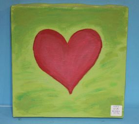 Square Oil on Canvas of Heart 10"sq.