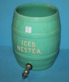 Made in the USA Pottery Ice Tea Keg 11"h., 2 chips on inside rim.
