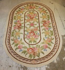 Oval Floral Wood Hook Rug 63" x 41"