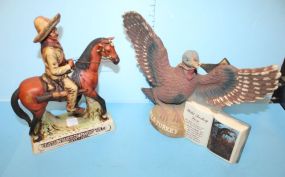 Two Decanters General Francisco "Pancho" Villa original 1975 1st edition, 7", 12"h. Porcelain Austin Nichols Turkey 1979, 11"., 9"h.