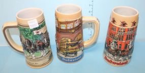 Three Steins National Historic Landmark Grants Cabin, St. Louis 7"h., Budweiser Clydesdale Stables 7"h., St. Louis Brew House 7"h.