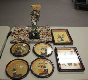 Tapestry Runner (68" l., 12" w.) , Four Round Imitation Jade Plaques (7 1/2" dia.), Two Imitation Jade Plaques (8" w., 10 1/2" h.) and an O