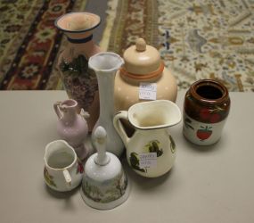 Miscellaneous Porcelain Pieces Including small vases, bell, pitcher, covered jar all 2"-7"h.