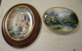 Unframed Thomas KinKade Plate #855I (lamplight Brooke) 8"w., Plate 12459A "A little Hope Lights the Way" by Dona Gelsinger 9"w., 11"h.