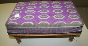 Painted Gold Vintage Footstool with Needlepoint 20"w., 11"d., 8"h.