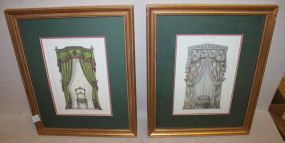 Window Drapery Prints 13"w., 16"h.